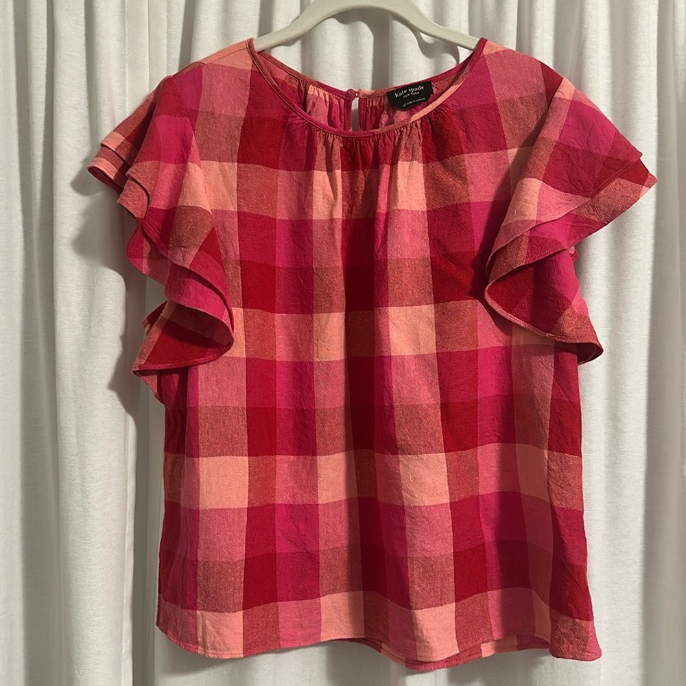 Kate spade Picnic Woven Flutter-sleeve Top XL